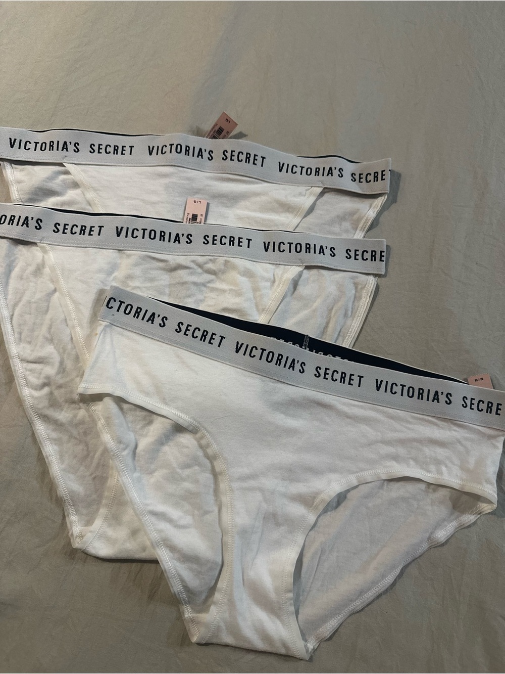 Victoria's Secret Logo Waistband Bikini Briefs - White &Black Set